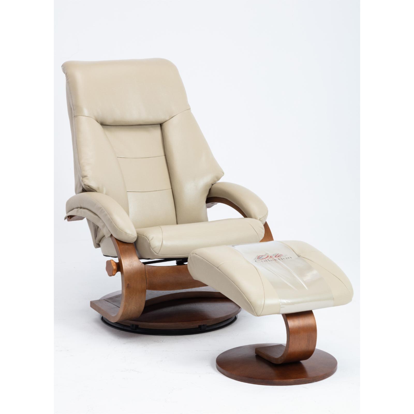 Relax-R Air Leather Manual Swivel Ergonomic Recliner with Ottoman