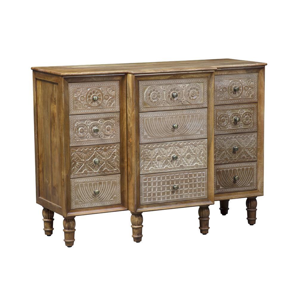 Montrose Light Brown 12 Drawer Traditional Accent Cabinet