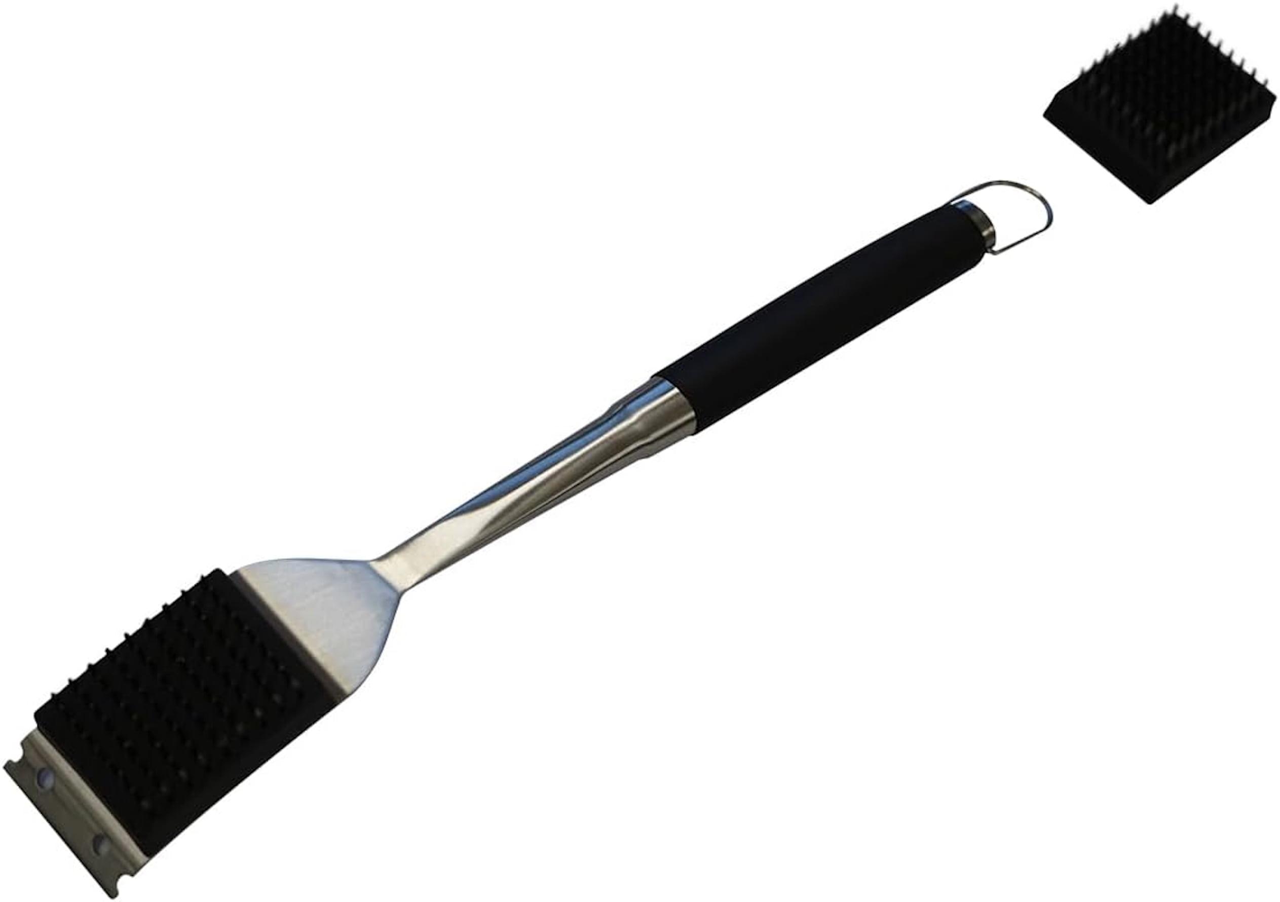 Stainless Steel BBQ Grill Brush with Scraper and Hanging Strap