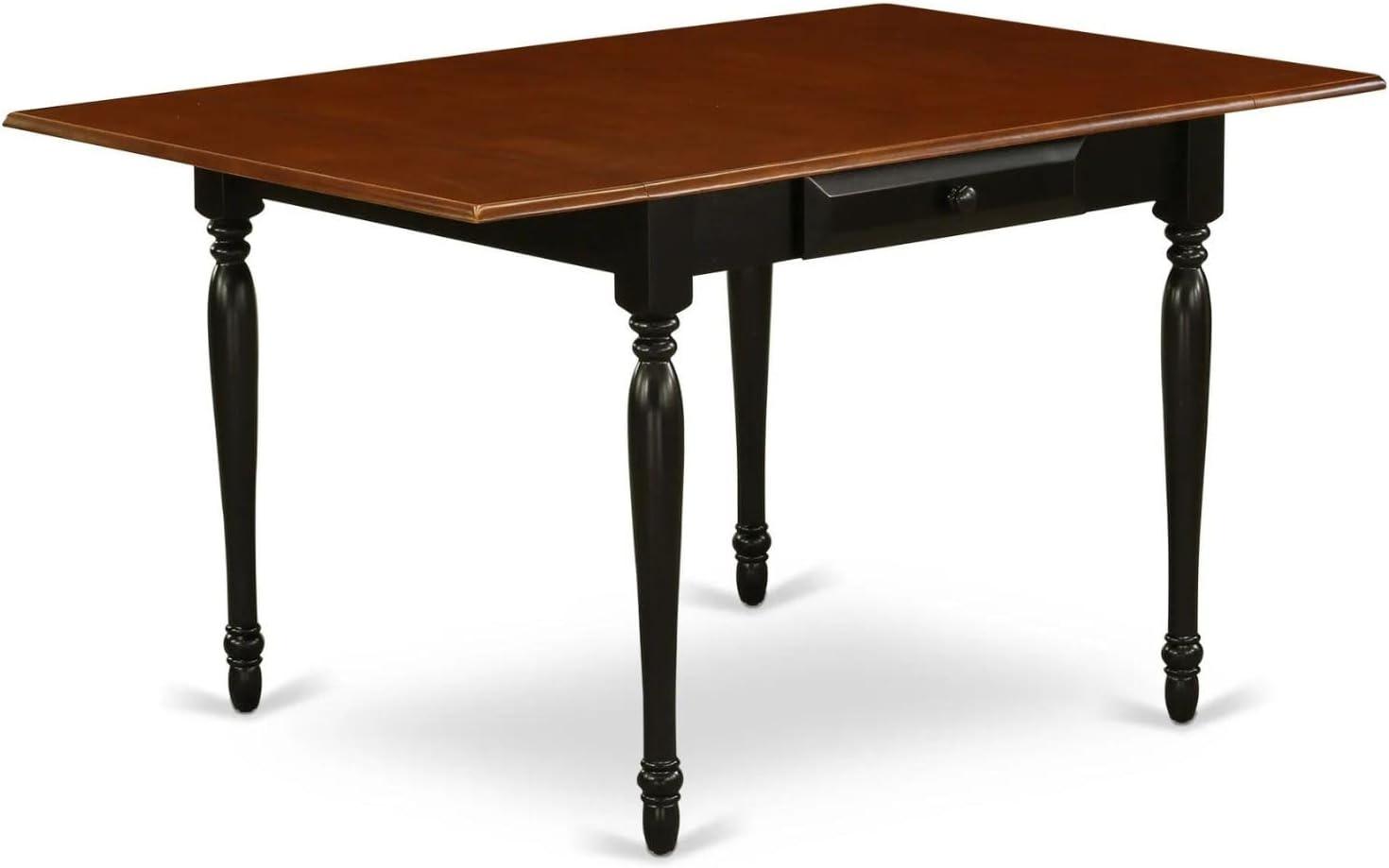 54" Black and Cherry Solid Wood Extendable Dining Table