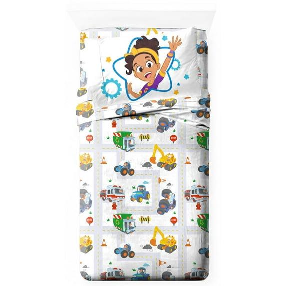 Moonbug Blippi How Does This Work 4 Piece Full Size Kids Sheet Set