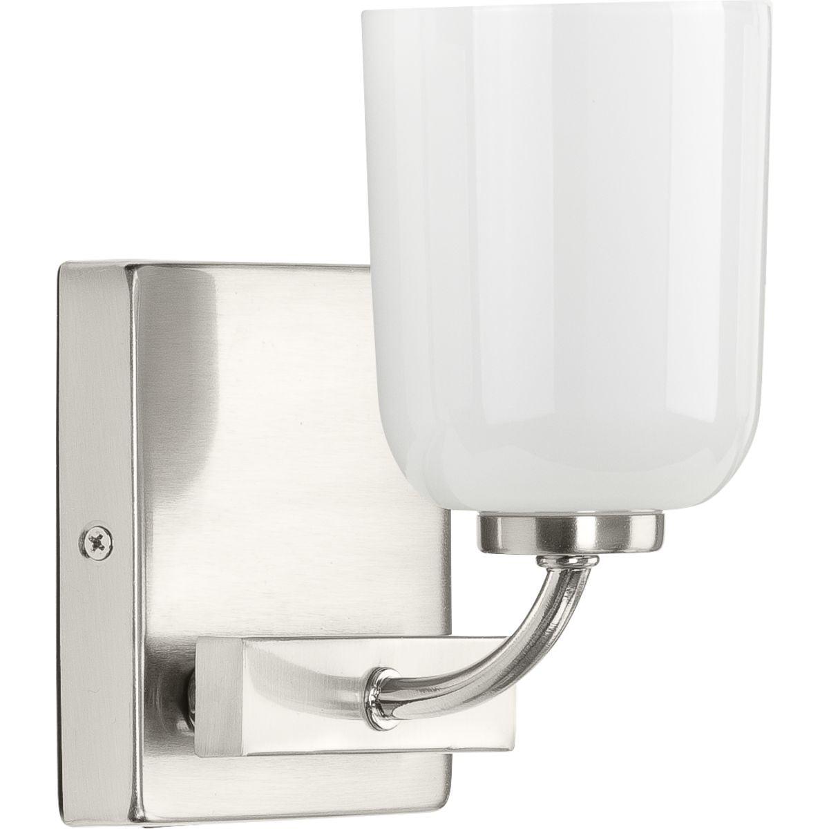 Brushed Nickel White Opal Glass Dimmable Bath Vanity Light