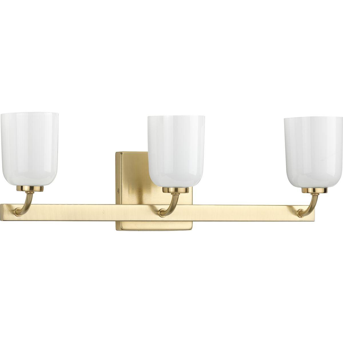 Satin Brass 3-Light Bath Vanity with White Opal Glass