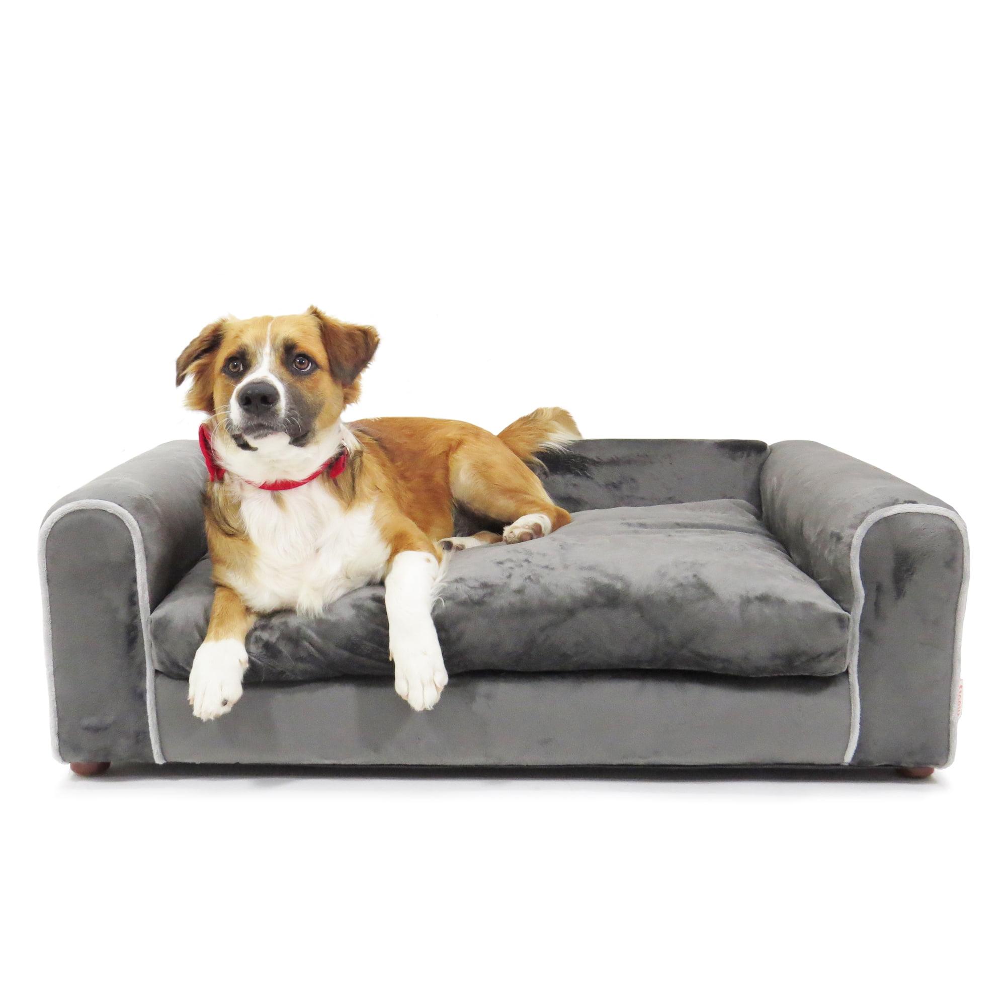 Large Charcoal Faux Fur Orthopedic Pet Sofa