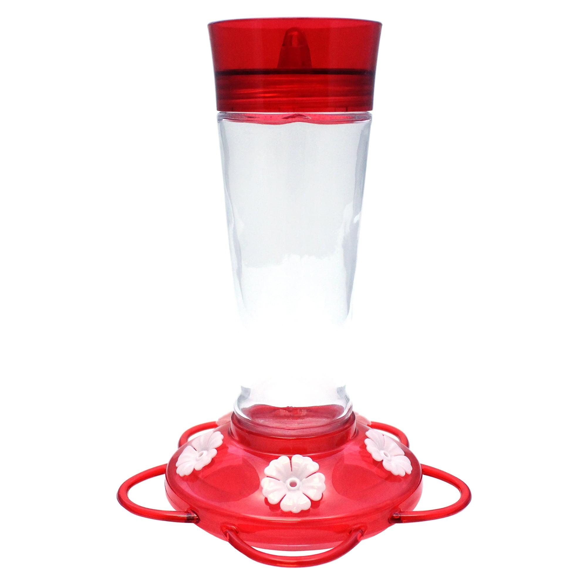 Ruby Red Glass Bottle Hummingbird Nectar Feeder with 5 Ports