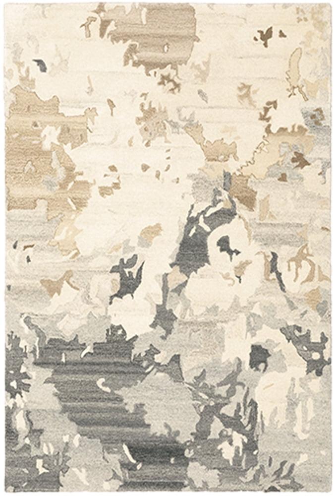 Ivory and Gray Wool Abstract 8' x 10' Area Rug