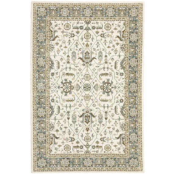 Moretti Glow Area Rug 9537P Traditional Ivory Rings Bulbs 10' x 13' 2" Rectangle