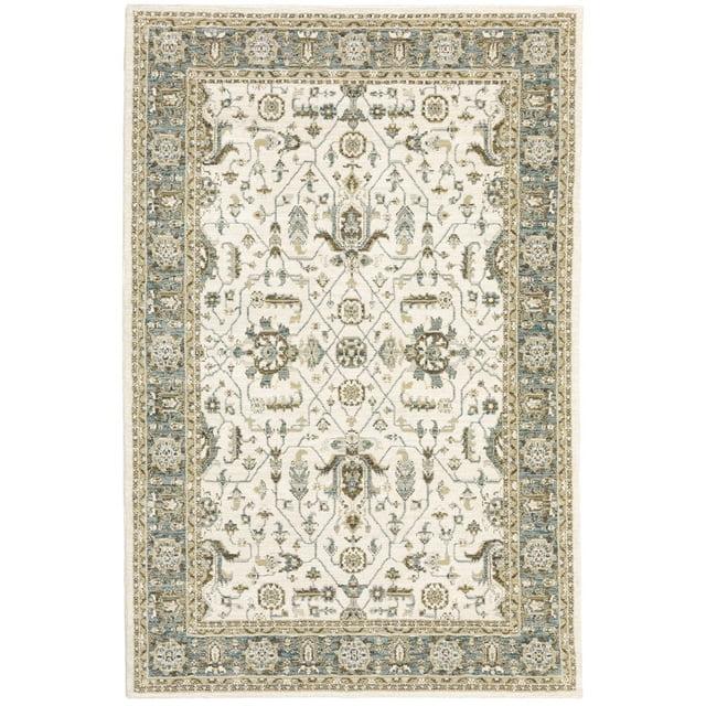 Moretti Glow Area Rug 9537P Traditional Ivory Rings Bulbs 10' x 13' 2" Rectangle