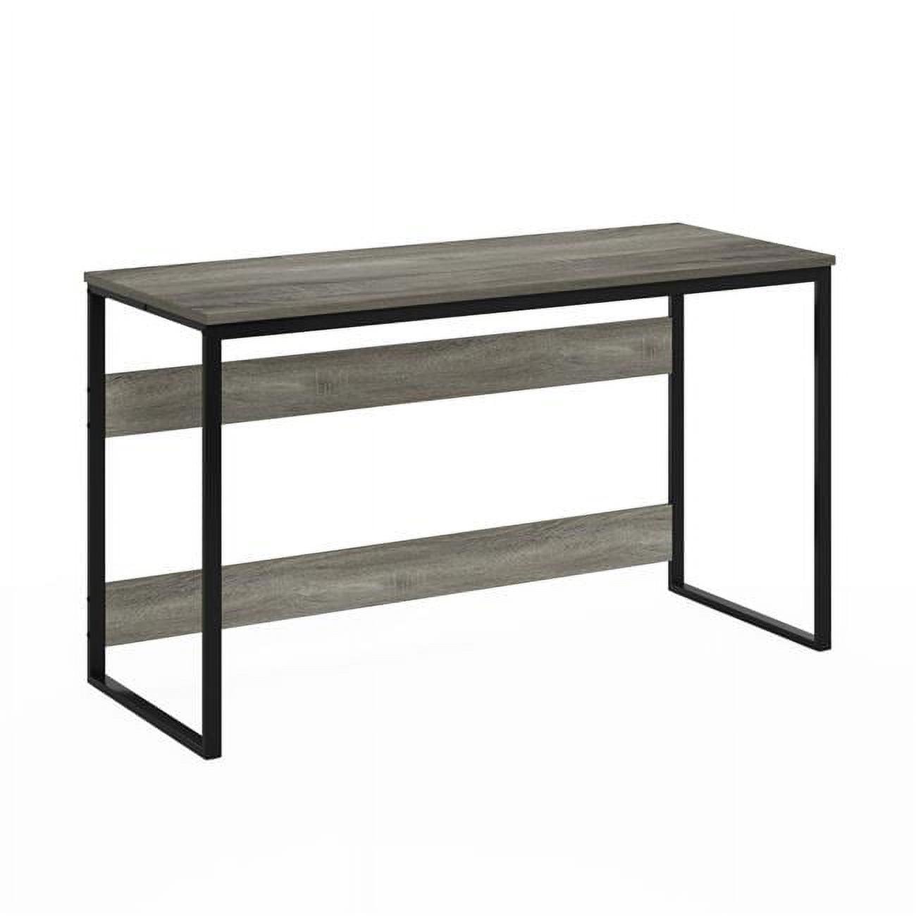 French Oak Grey Modern Study Desk with Sleek Metal Frame - 52 in.