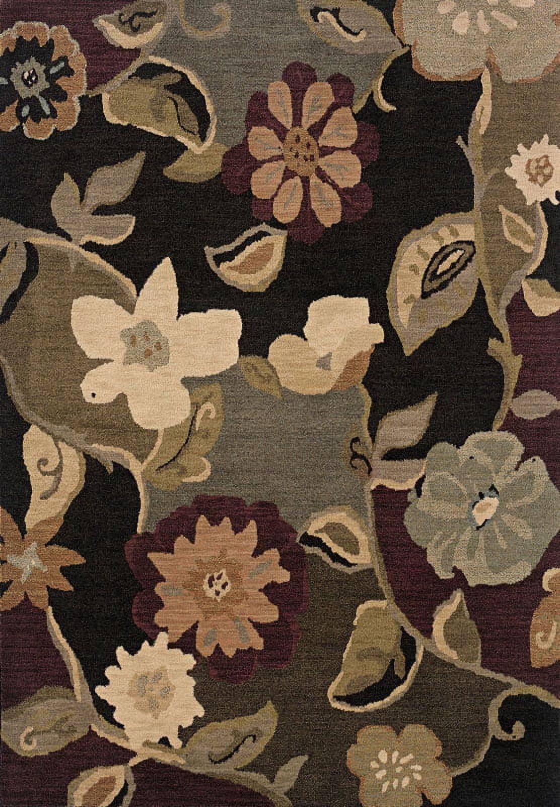 Moretti San Torino Area Rug 2457B Black Vines Flowers 3' 10" x 5' 5" Rectangle