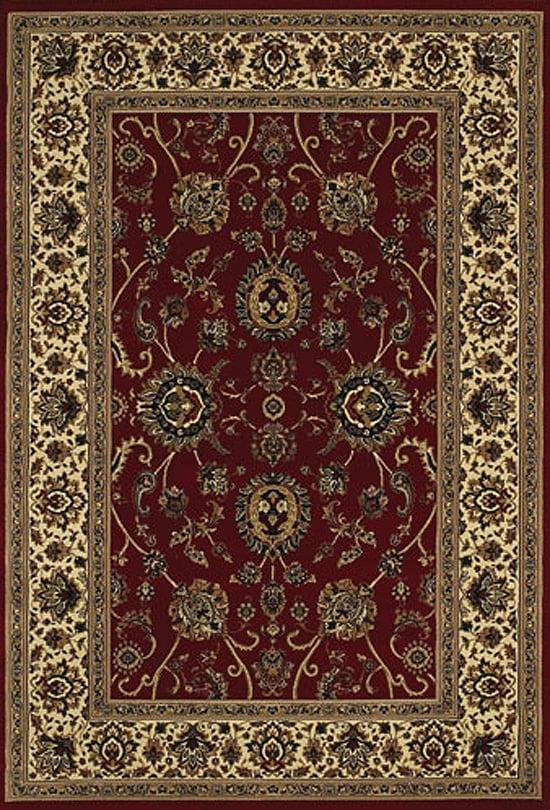 Red and Ivory Hand-Knotted Oriental Synthetic Rug, 4x6