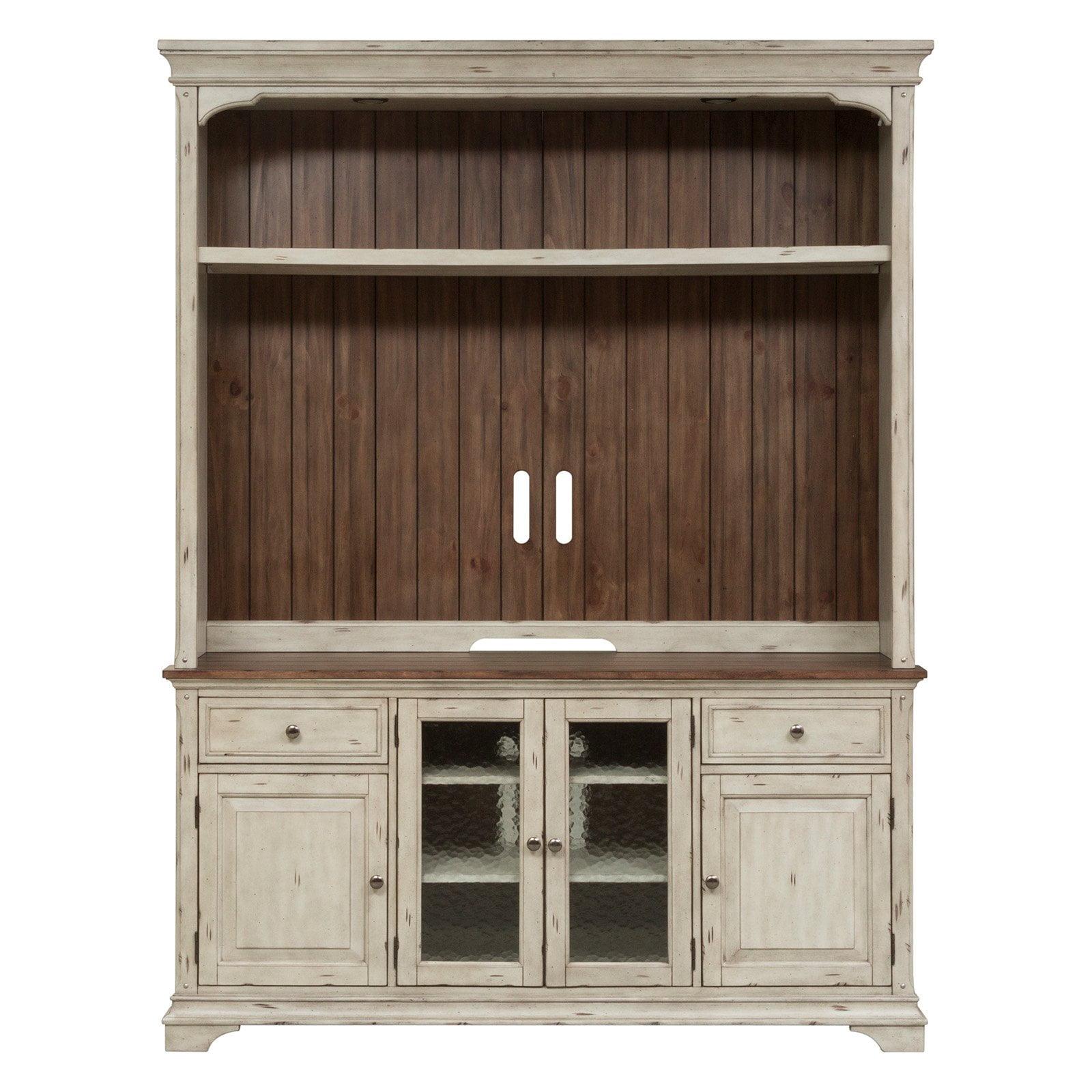 Antique White and Brown Traditional Entertainment Center