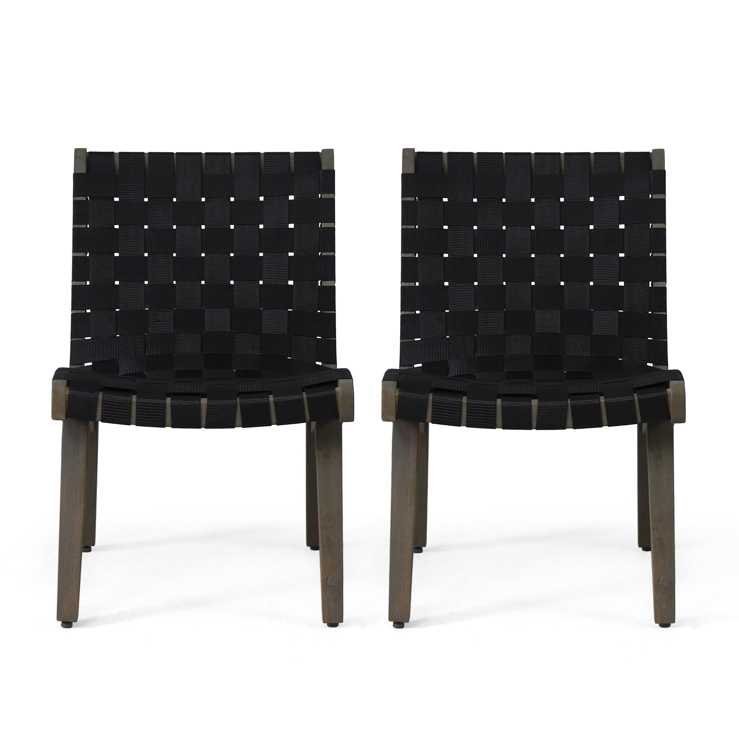 Morganton Rope Weave Outdoor Lounge Chair, Set of 2, Black and Teak