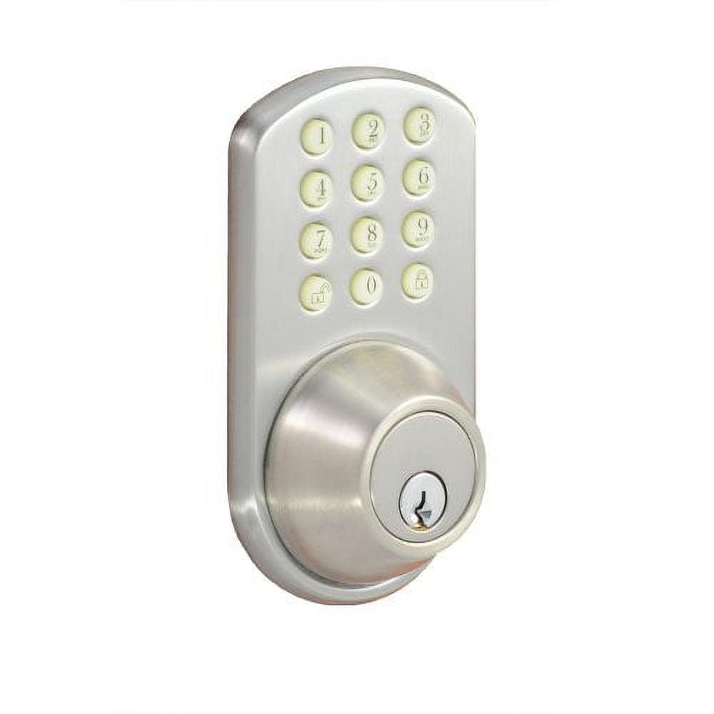 Satin Nickel Keypad Deadbolt with Glow Keypad