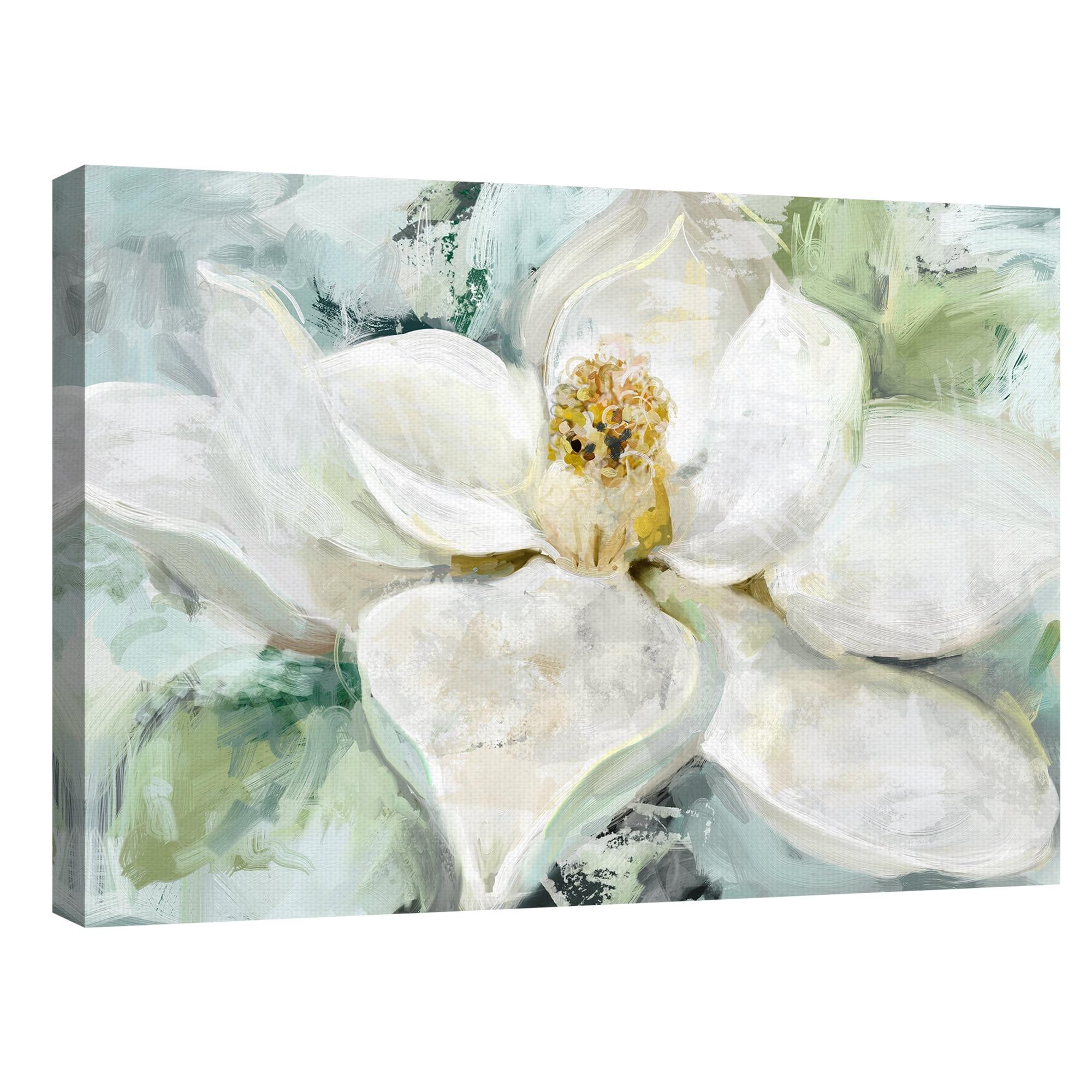 Large White Magnolia Flower Canvas Art for Kids