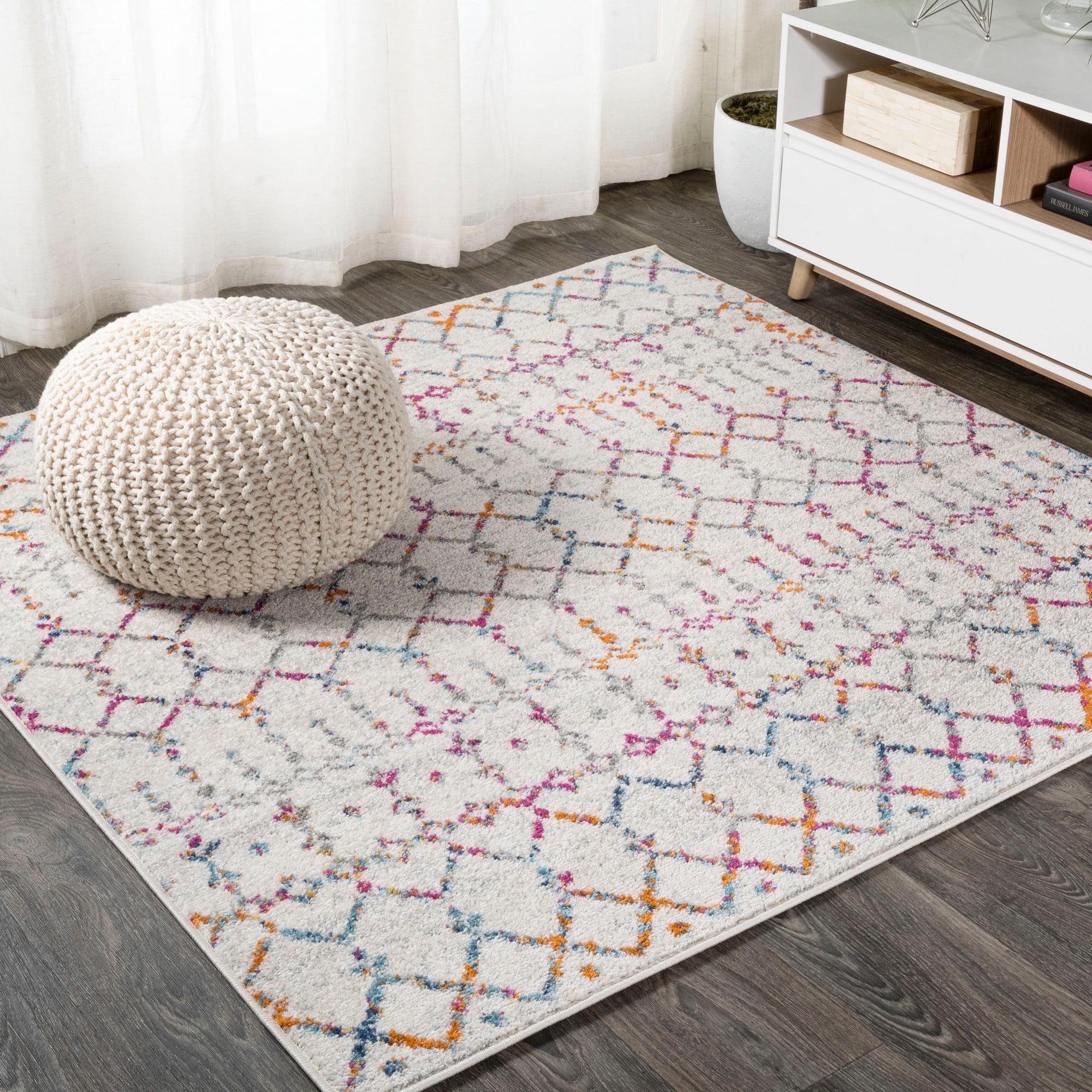 JONATHAN Y Moroccan HYPE Boho Vintage Diamond Ivory/Multi 5' Square Area Rug