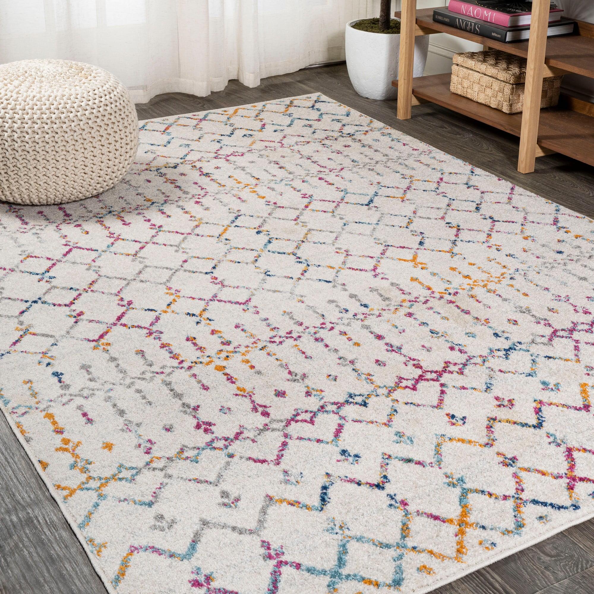 JONATHAN Y Moroccan HYPE Boho Vintage Diamond Ivory/Multi 8 ft. x 10 ft. Area Rug
