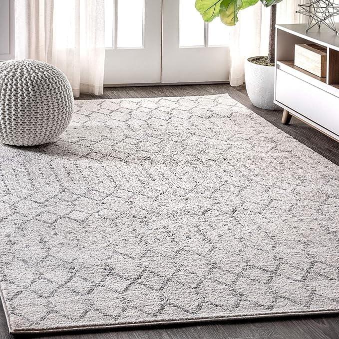 JONATHAN Y Moroccan HYPE Boho Vintage Diamond Cream/Gray 8 ft. x 10 ft. Area Rug
