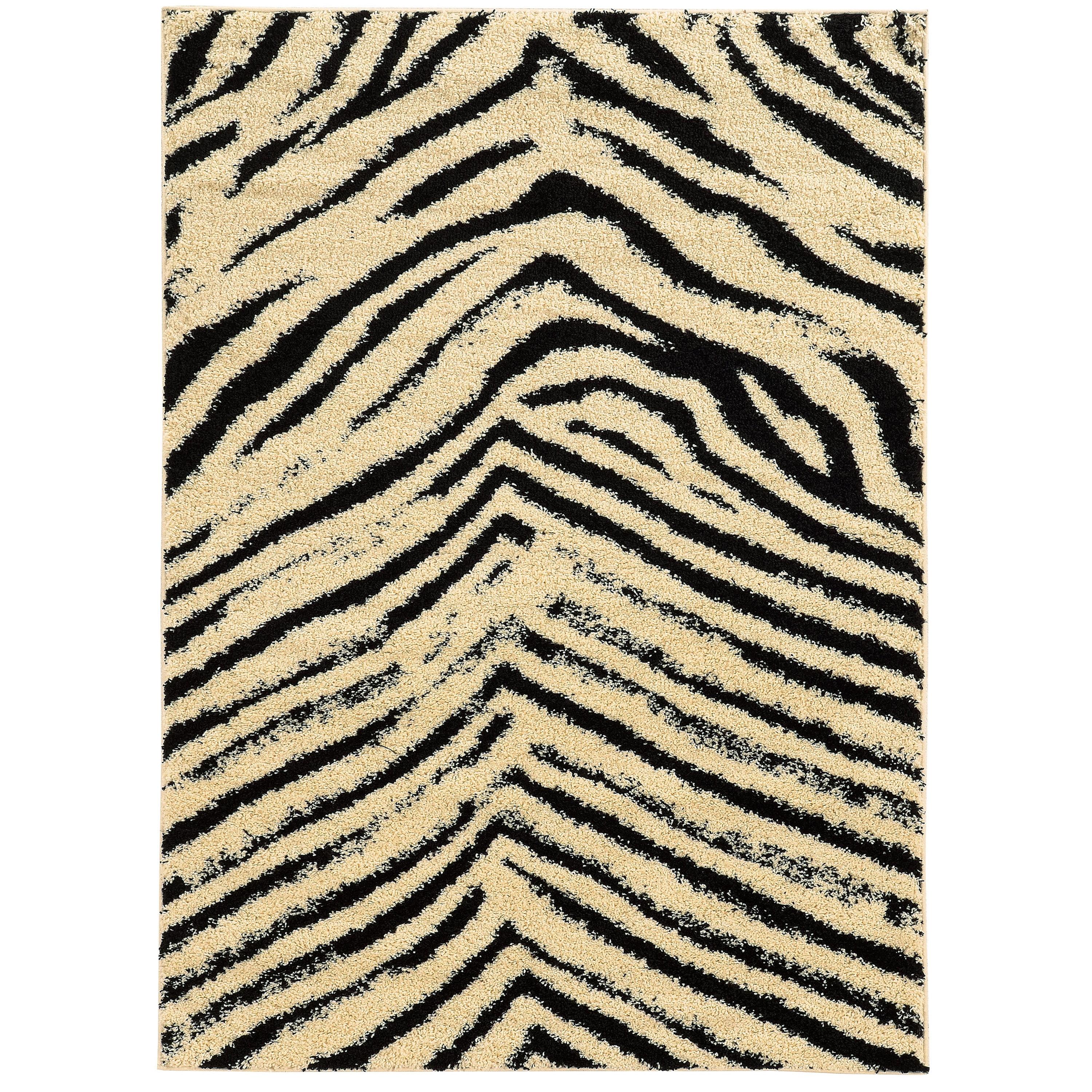 Ivory and Black 8' x 10' Shag Rug