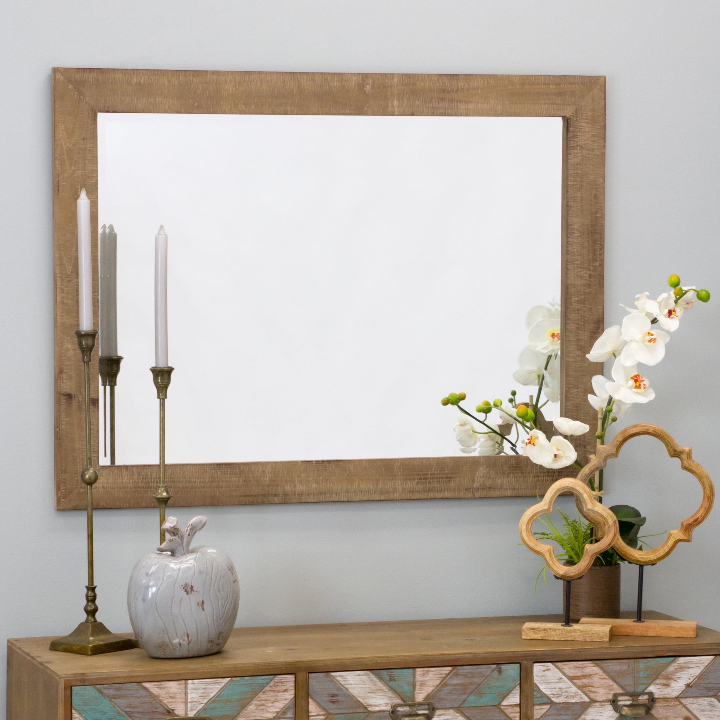 Nutmeg Brown Rectangular Solid Wood Wall Mirror 40" x 30"