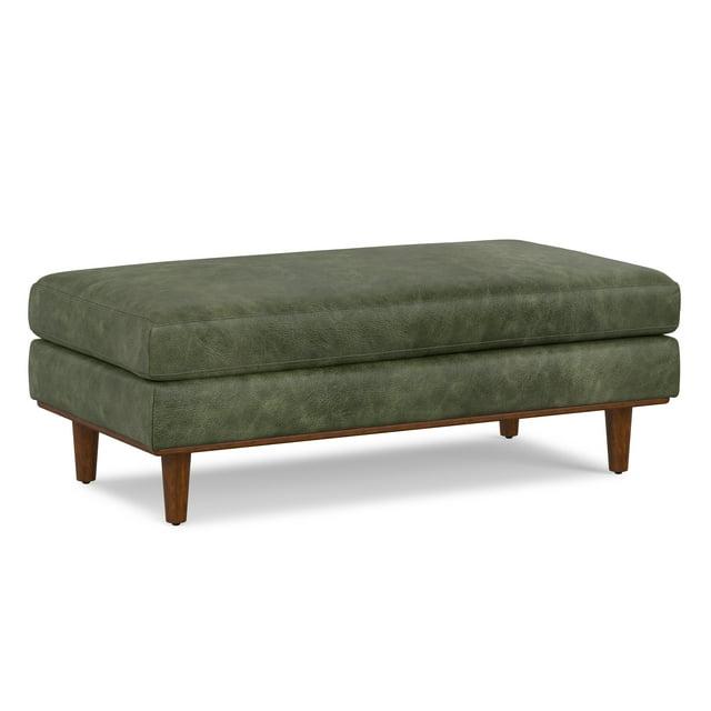 Morrison 49 inch Wide Mid-Century Modern Table Ottoman in Moss Green Genuine Leather