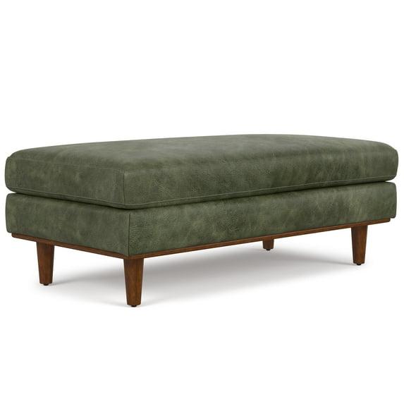Morrison 49 inch Wide Mid-Century Modern Table Ottoman in Moss Green Genuine Leather