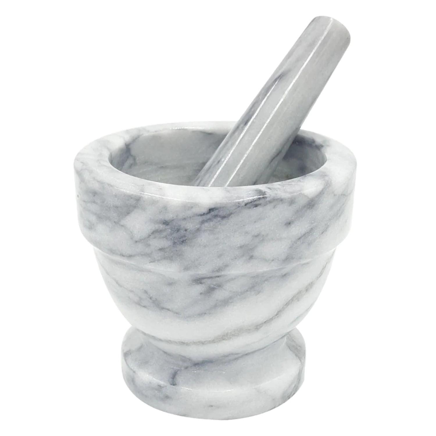 White Marble Mortar and Pestle Set, 4.75 x 4.25 Inch