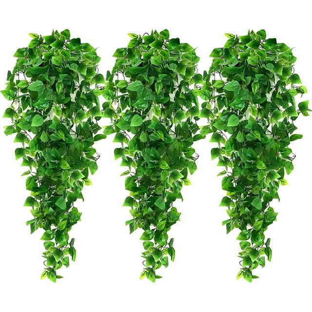Miayilima Hangs Decoration indoor Artificial Plants 3PCS Hanging Baskets) Outdoor for Wall (No Home Decor Green