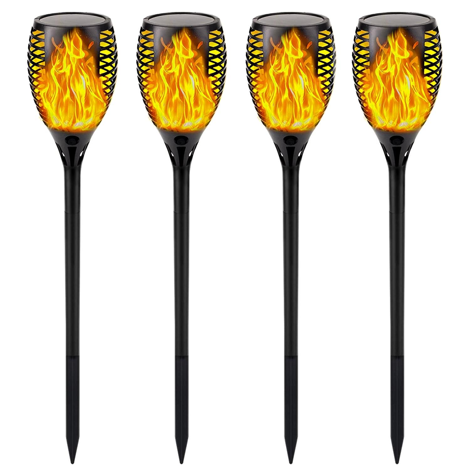 Morttic Solar Torch Light Outdoor, 96 Led Tiki Torches with Flickering Flame, Waterproof Landscape Garden Pathway Decoration Lighting with Auto On/Off Dusk to Dawn, 4 Pack