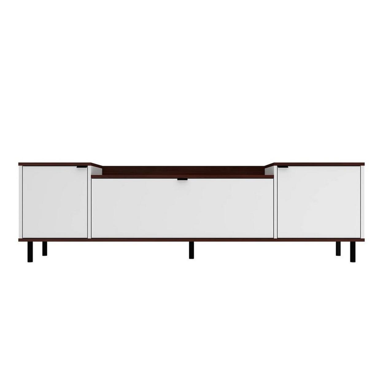 Mosholu 66.93 TV Stand with 3 Shelves in White and Nut Brown