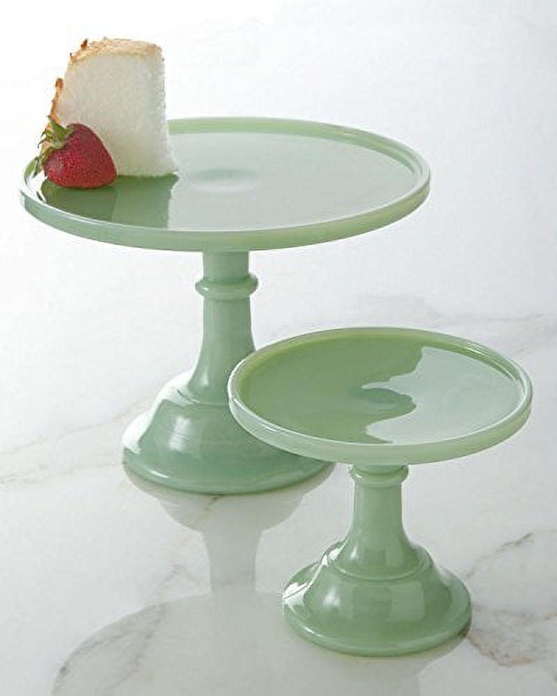 Jade Green Glass Cake Stand with Pedestal Base