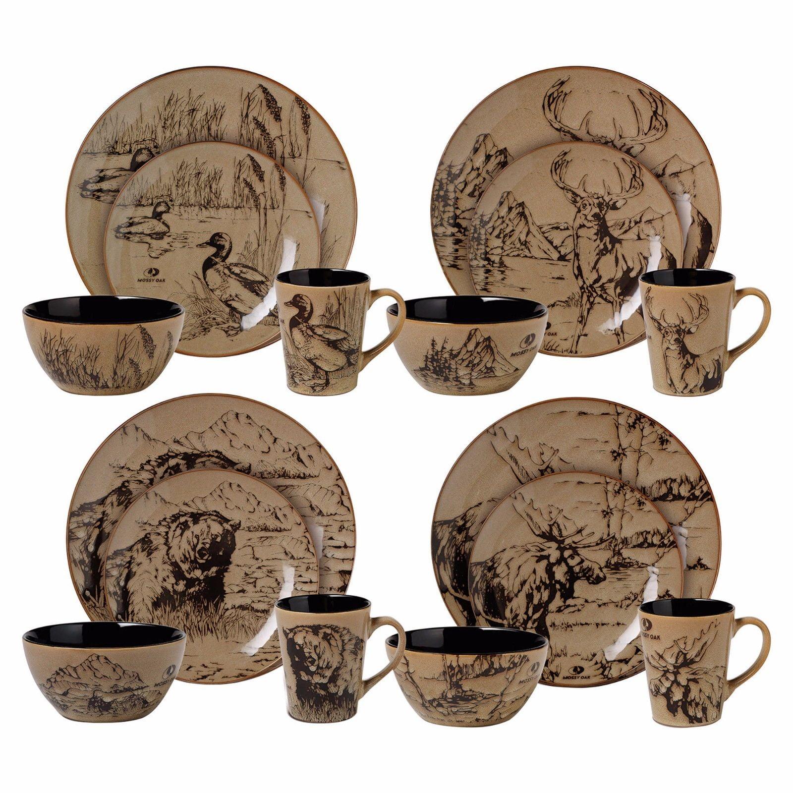 Nature-Inspired Variegated Glaze Ceramic Dinnerware Set, Service for 4