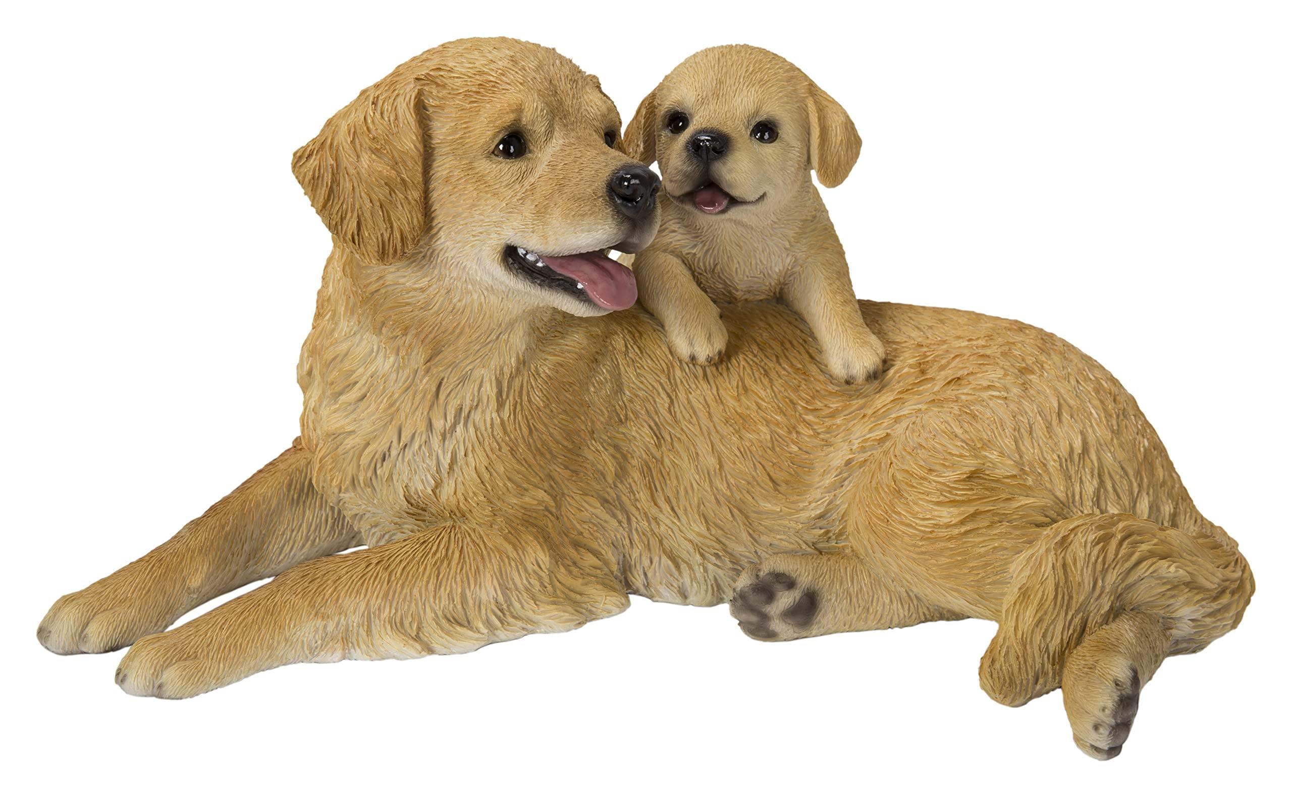 Golden Retriever Mother and Puppy Resin Statue