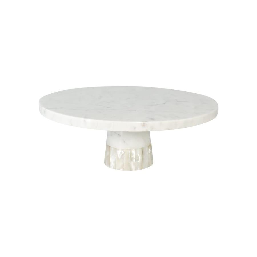 Anaya White Marble and Mother of Pearl Cake Stand