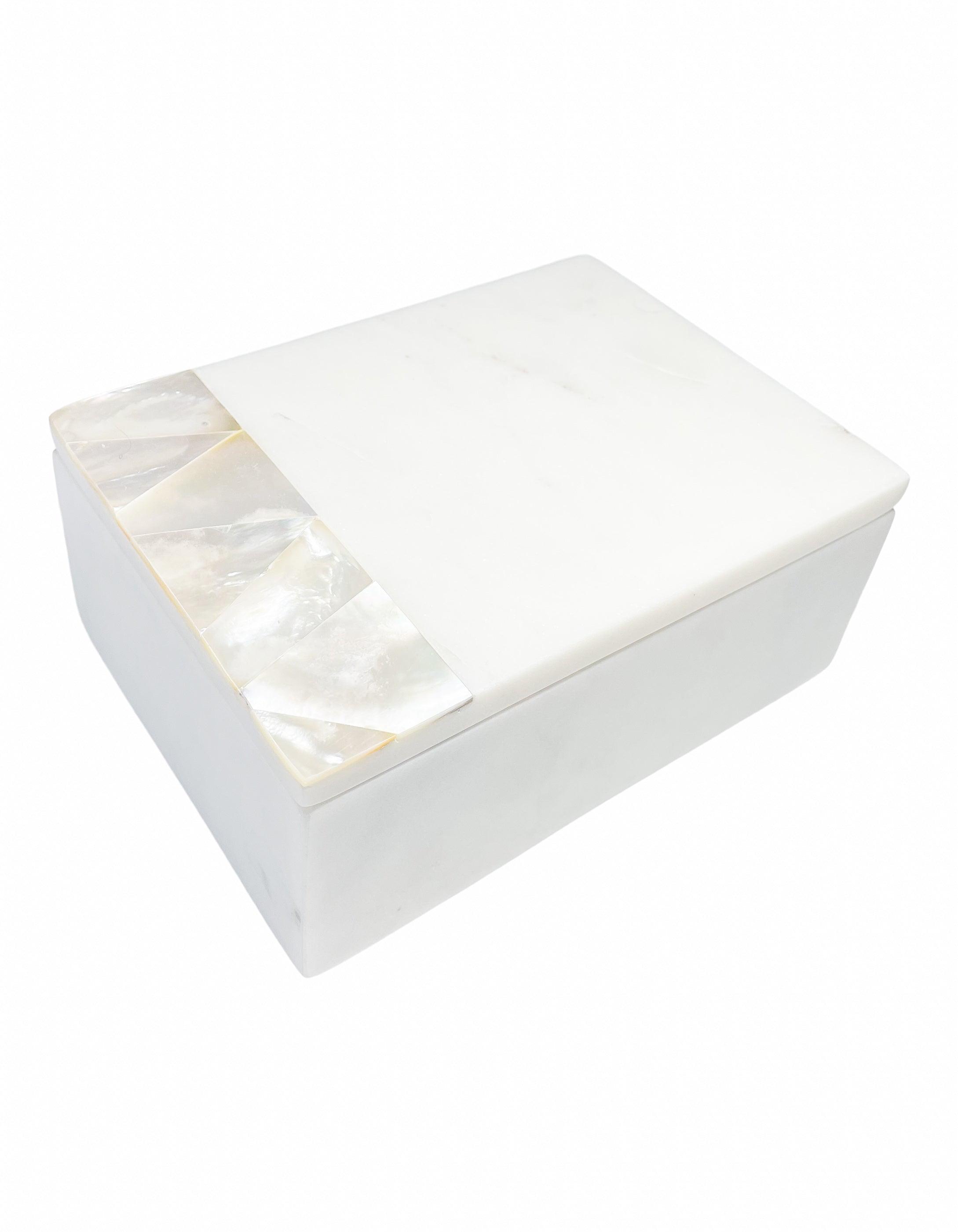 Mother of Pearl White Marble Decor Box - Anaya