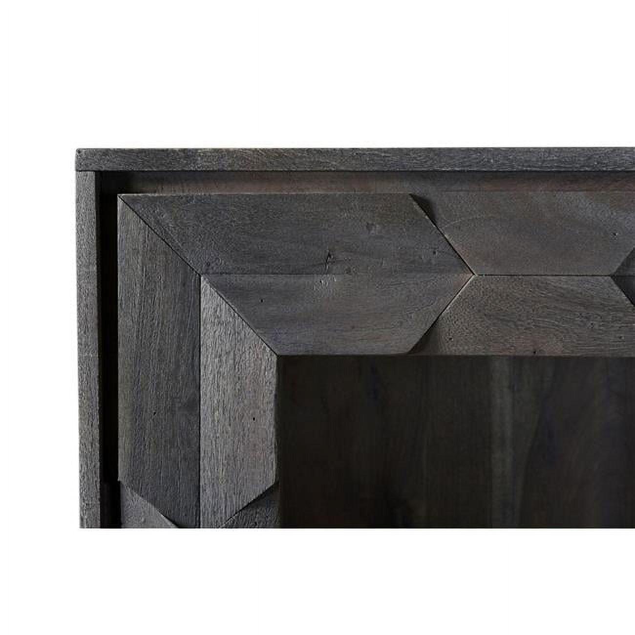 Modern Hand-Crafted Dark Gray Mango Wood Bookcase