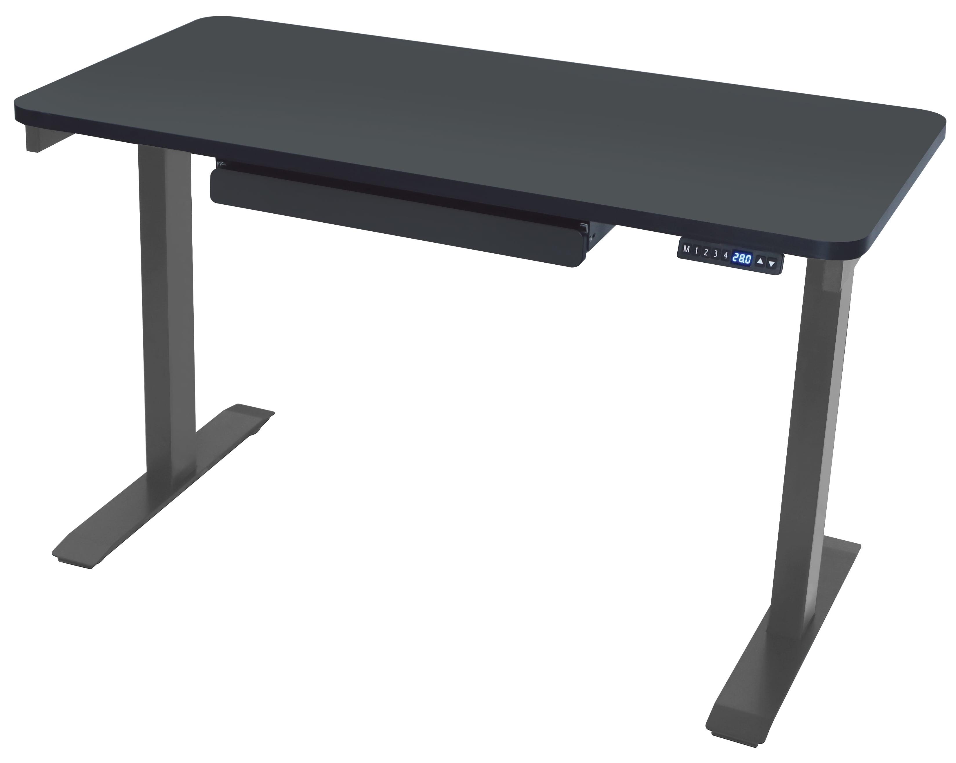 Black Adjustable Height Standing Desk with USB Port and Drawer