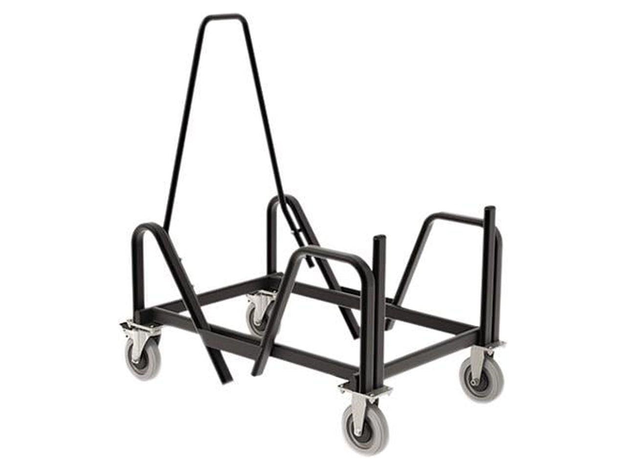 Black Steel Mobile Chair Storage Cart with Casters