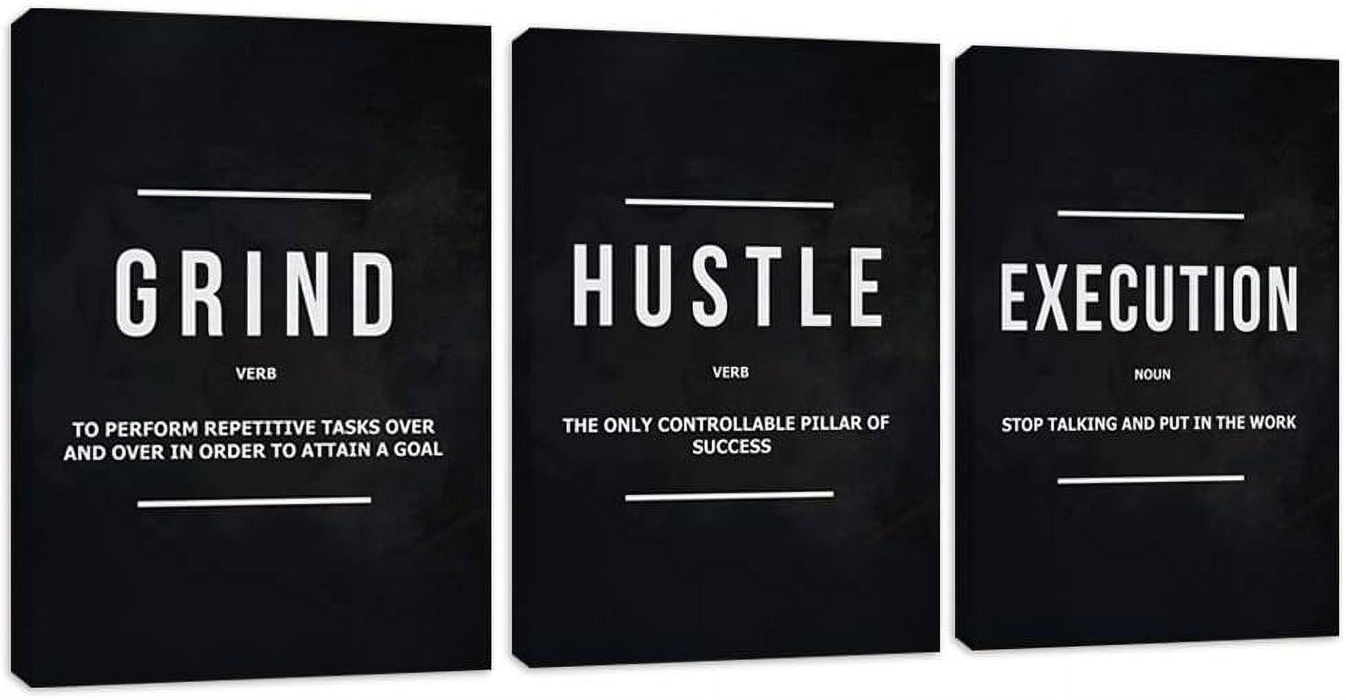 3 Pieces Motivational Office Wall Art Inspirational Canvas Wall Art Entrepreneur Quote Hustle Success Wall Paintings Picture Artwork for Bedroom Home Workplace Posters Wall Decor (36''''Wx 16''''H)