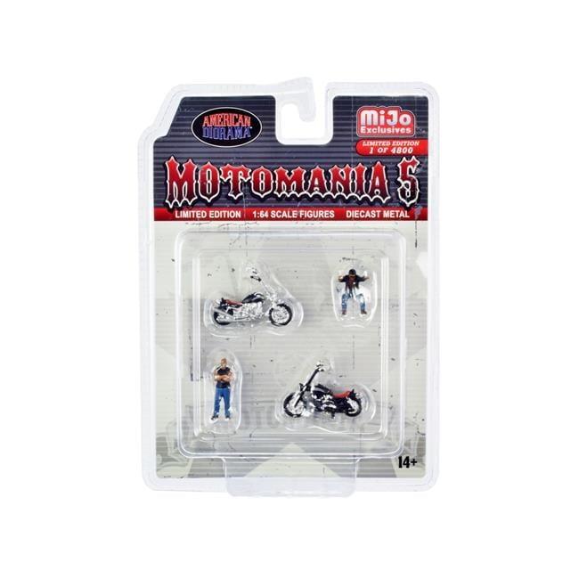 "Motomania 5" 4 piece Diecast Set (2 Figures and 2 Motorcycles) Limited Ed to 4800 pcs for 1/64 Scale Models by American Diorama