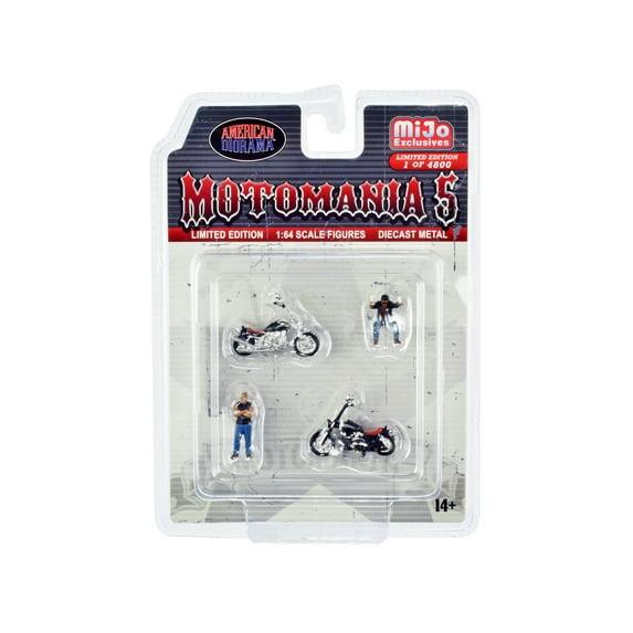 "Motomania 5" 4 piece Diecast Set (2 Figures and 2 Motorcycles) Limited Ed to 4800 pcs for 1/64 Scale Models by American Diorama