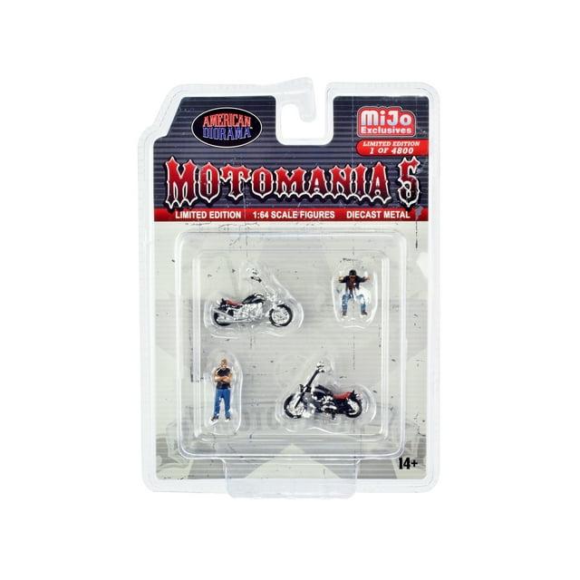 "Motomania 5" 4 piece Diecast Set (2 Figures and 2 Motorcycles) Limited Ed to 4800 pcs for 1/64 Scale Models by American Diorama