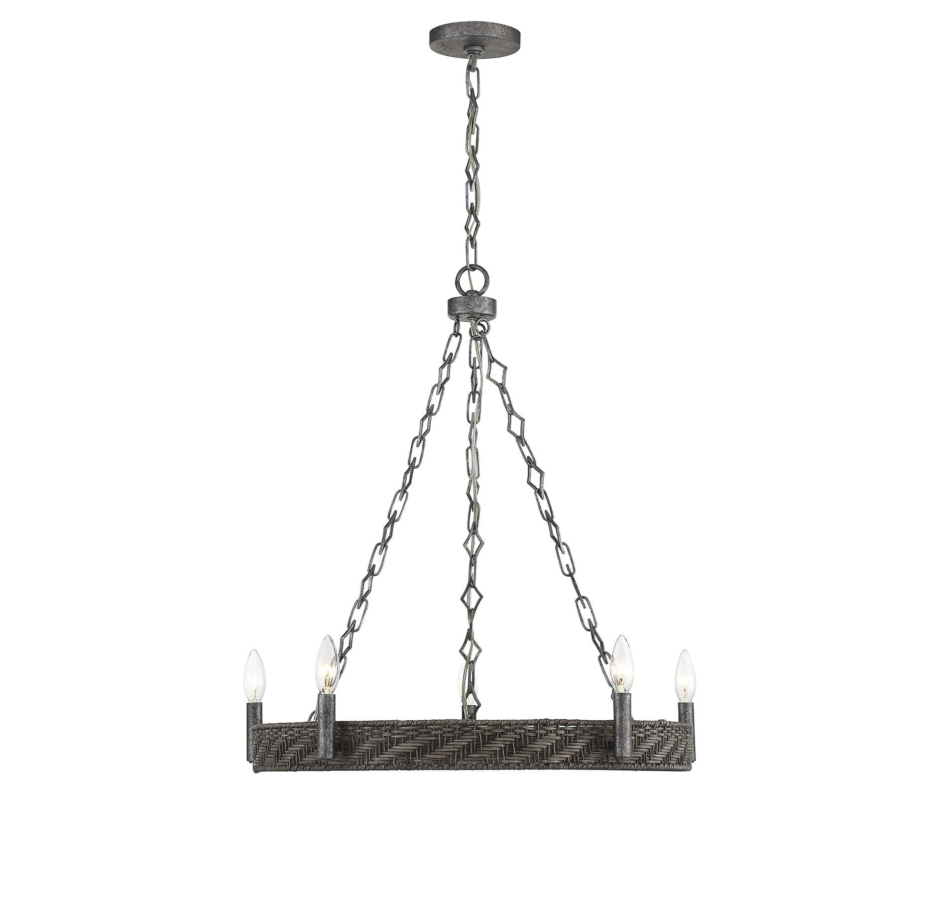 Savoy House Tripoli 5 - Light Chandelier in  Mottled Zinc/Gray Rattan
