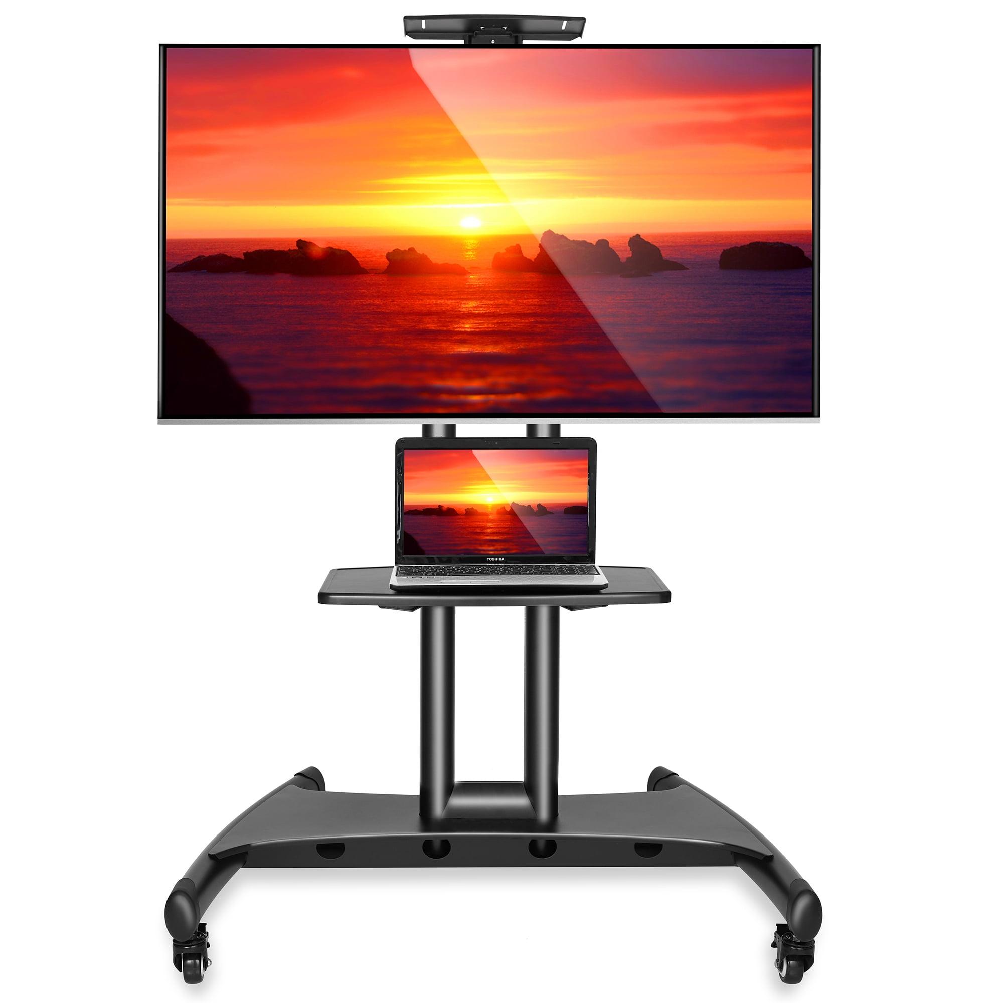 Mount Factory Mobile Stand with Shelf for Flat Screen TVs 40-65", Holds up to 100 Lbs.