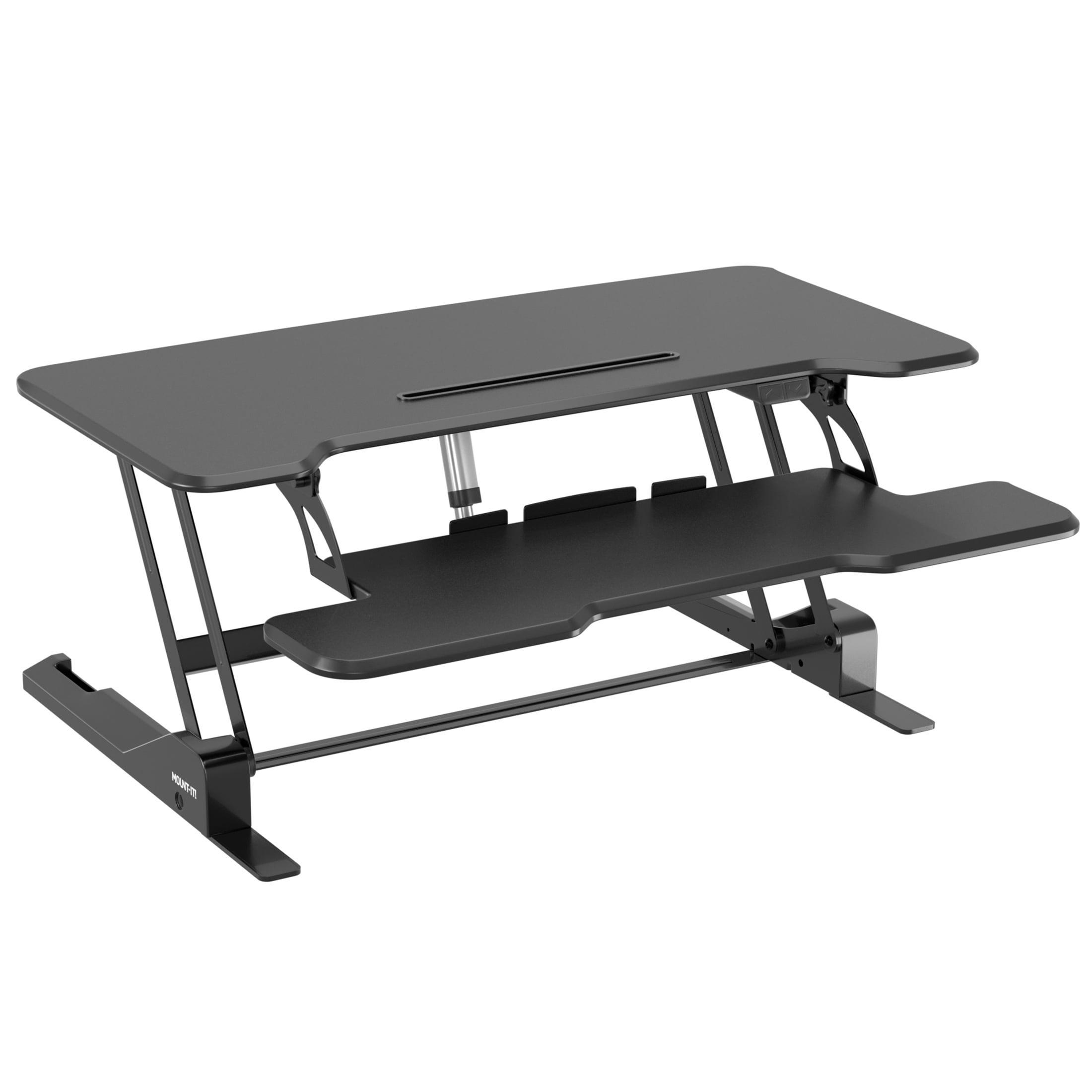 Black Electric Adjustable Standing Desk Converter with Keyboard Tray