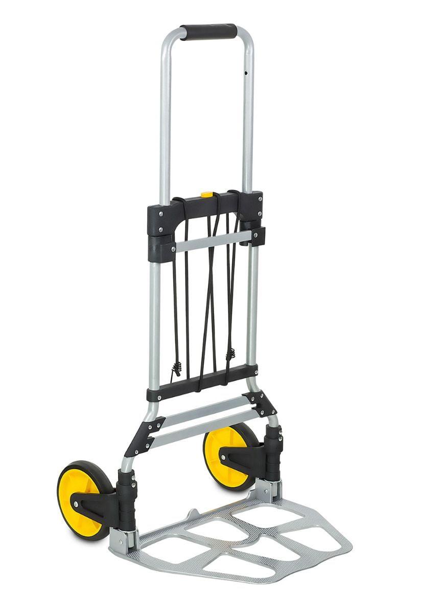 Mount-It! Folding Hand Truck and Dolly, 264 Lb Capacity Heavy-Duty Luggage Trolley Cart With Telescoping Handle and Rubber Wheels