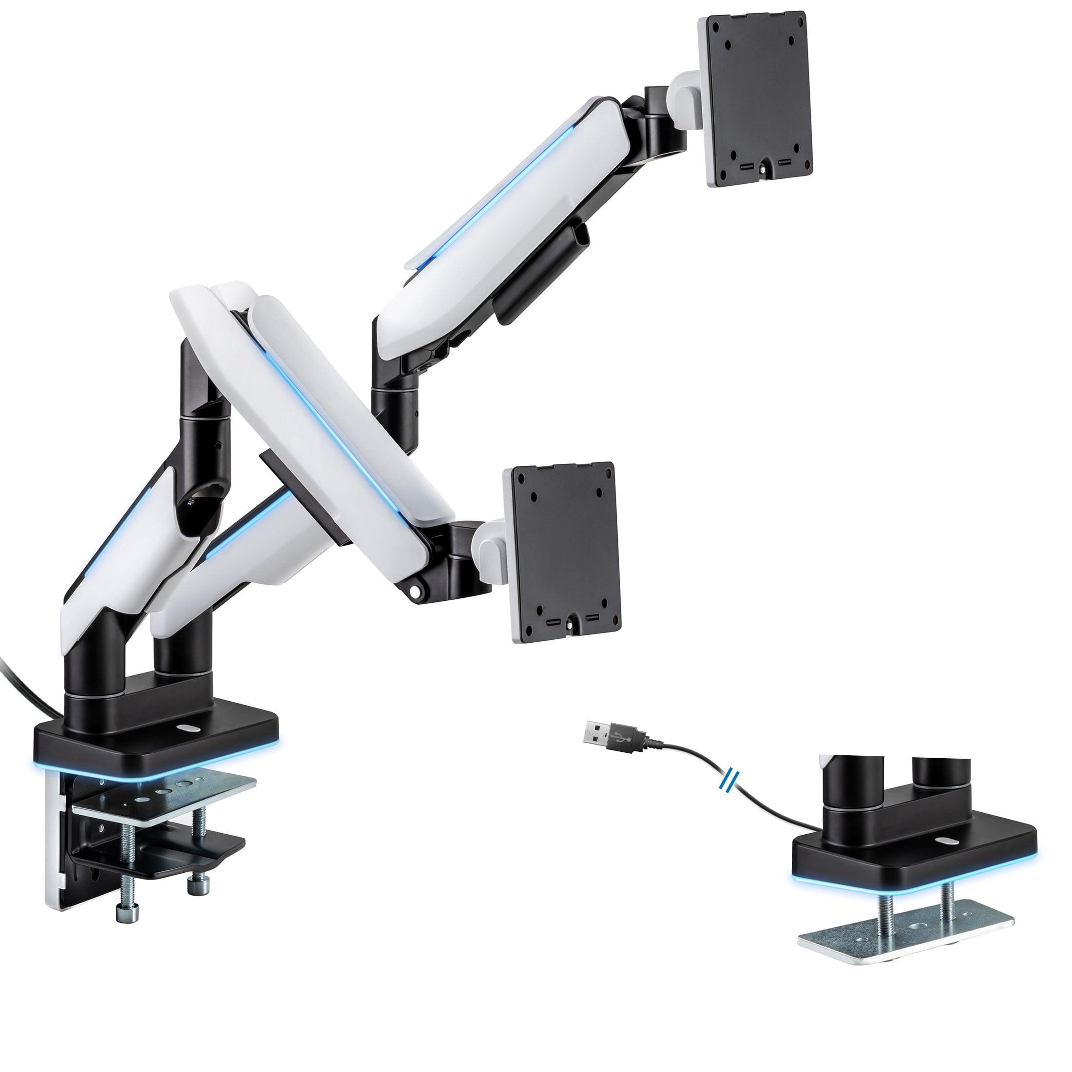 Mount-It! Heavy Duty Dual Monitor Arm up to 35 in. 44 Lbs. Screens, RGB Lights, VESA Desk Mount for Two Widescreen Curved Monitors 27 32 34 35 Inches