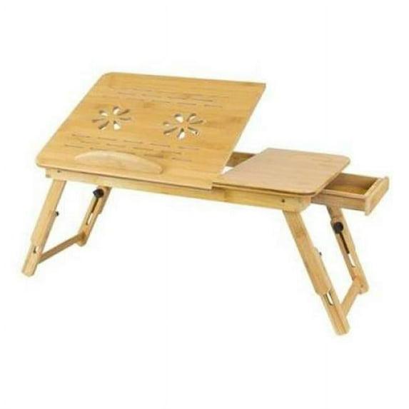 Mount-it Mount-It! Adjustable Bamboo Laptop Bed Tray w/ Tilting Top, Pullout Storage Drawer, Foldable Design