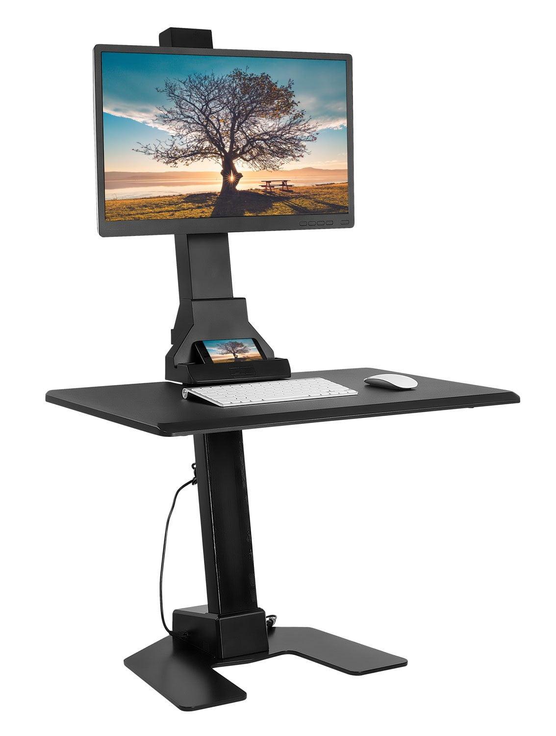 ElectraLift 28" Motorized Standing Desk Converter with Full Motion Monitor Mount