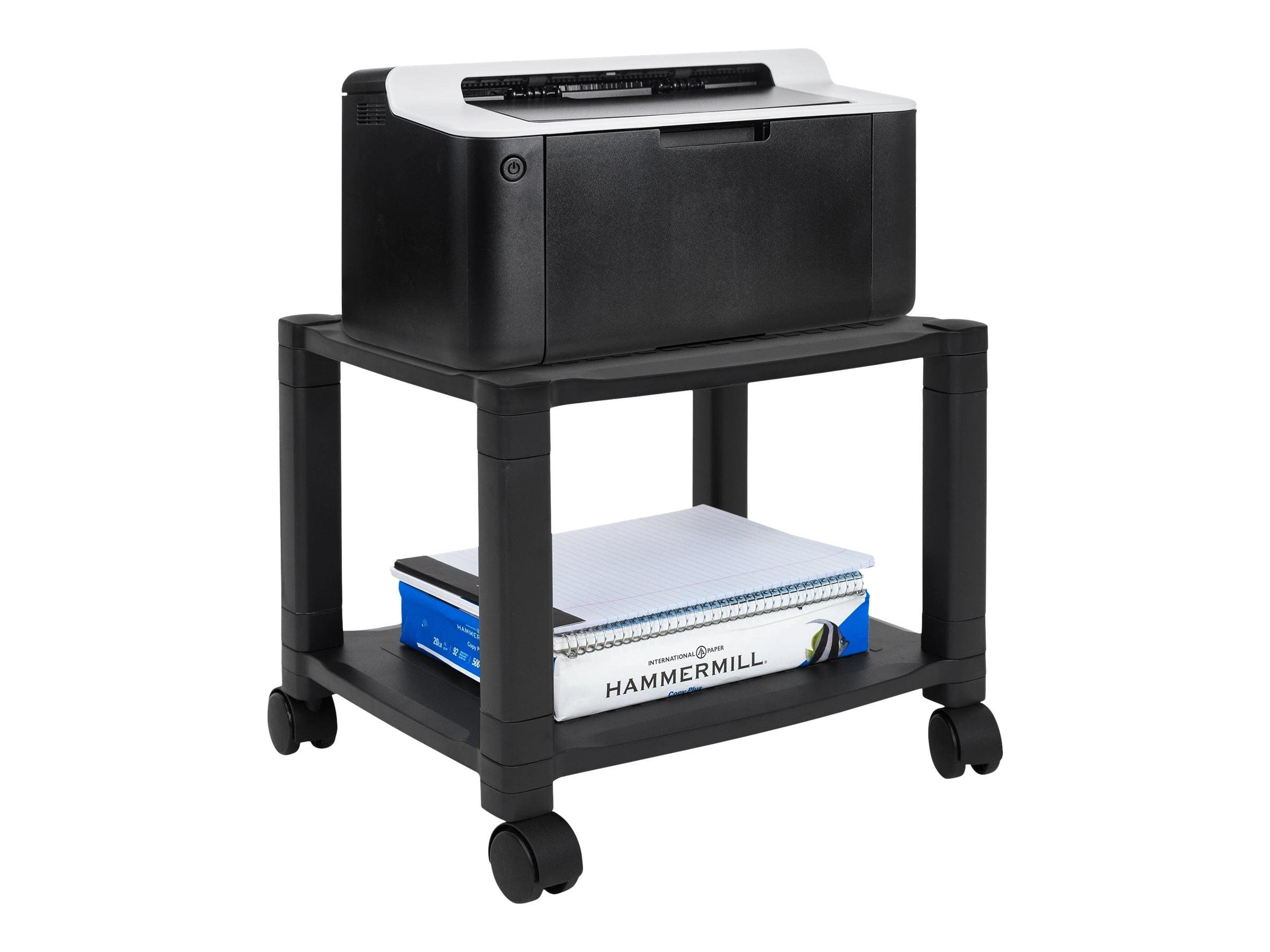 Mount-It! Under Desk Printer Stand With Wheels | Height Adjustable with 4 Swivel Wheels, Cable Management, Low Rolling, Mobile Printer Cart | 2 Tier